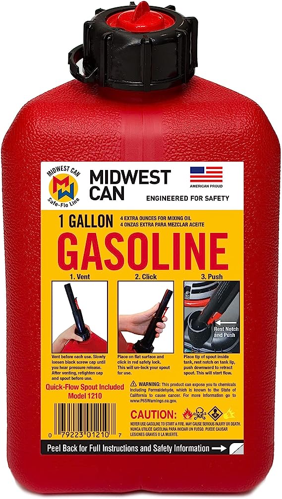 Gas Can: 1 Gal Capacity, Self, Red Gas Can: 1 Gal Capacity, Self, Red